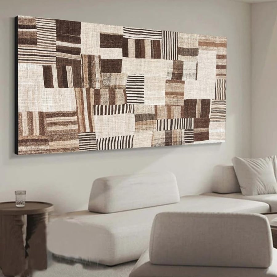 Modern canvas painting with bohemian art design and hollow frame