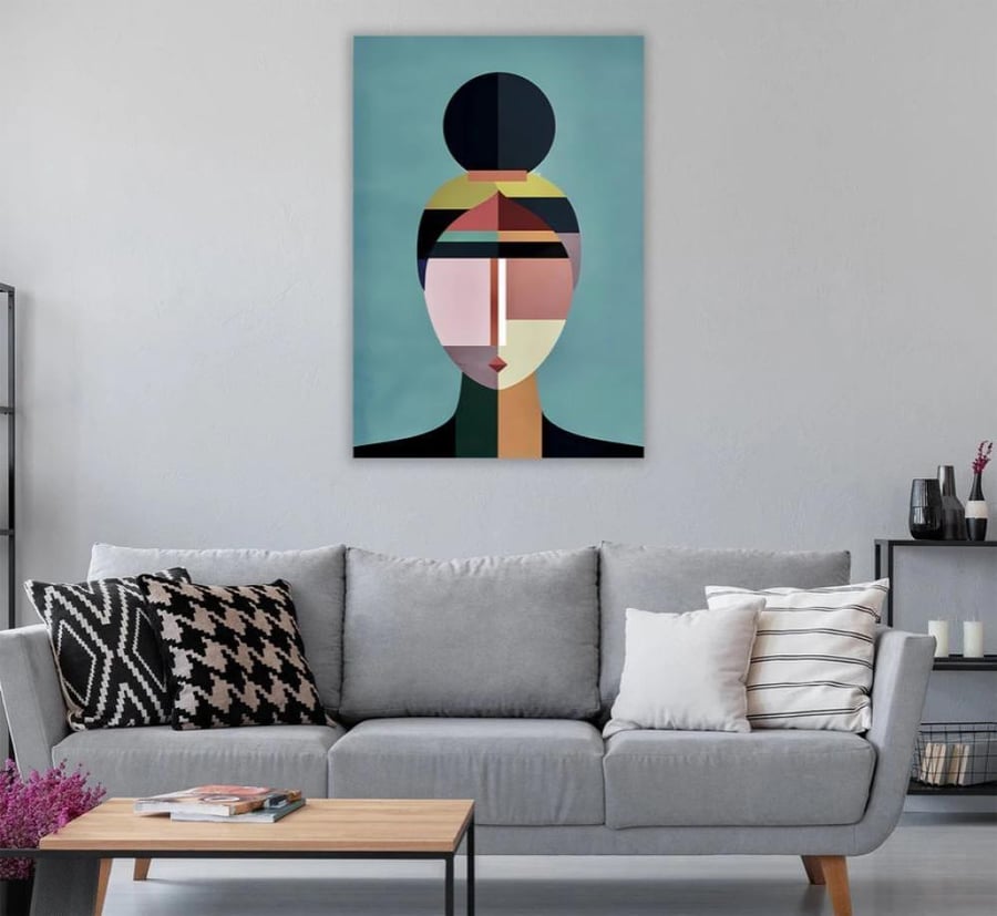 Canvas painting with an abstract design of a girl