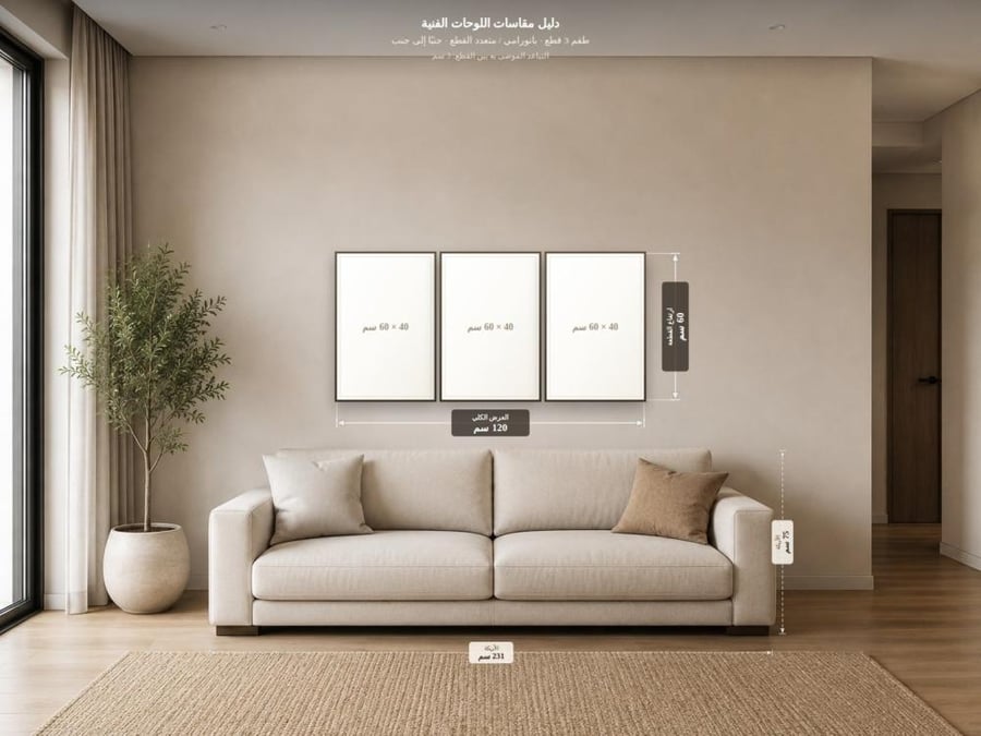 Three canvas paintings with abstract design