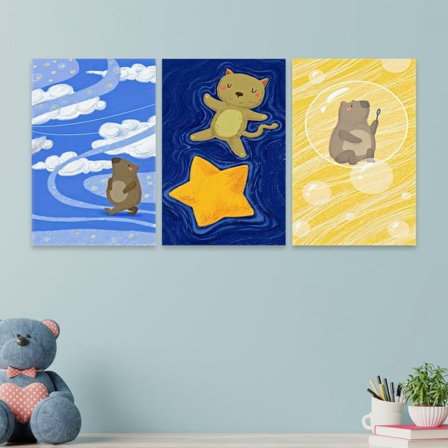 Three canvas paintings with modern design for children's rooms