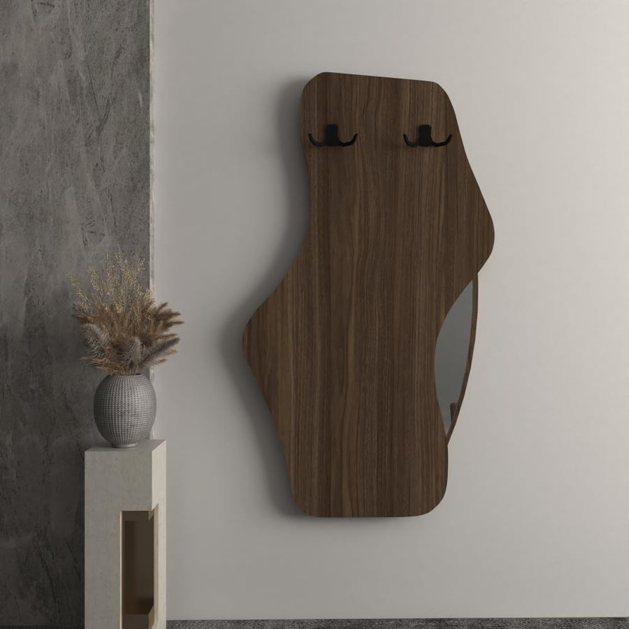 Modern mirror with clothing hooks