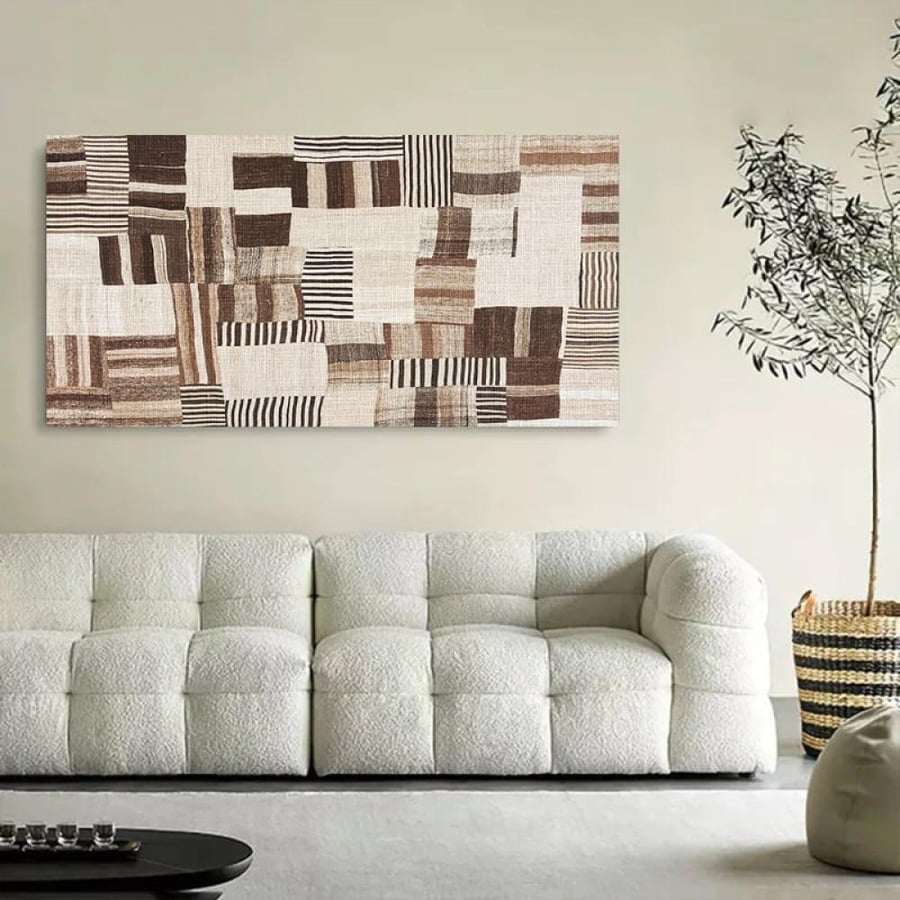 Modern canvas painting with bohemian art design and hollow frame