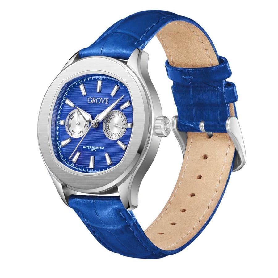 Men’s Watch – Modern with Blue Dial & Silver Case – Stainless Steel – Black Silicone Strap