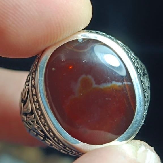 Carnelian agate with internal fire (shine inside the stone)