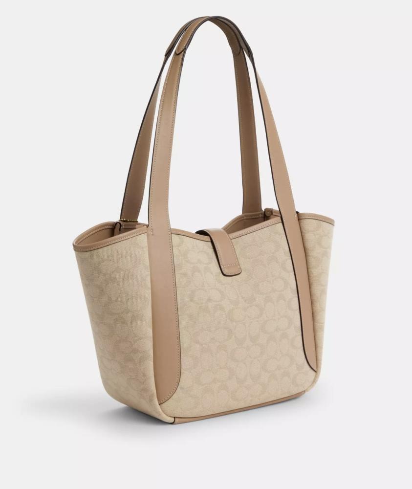 Hadley Turnlock Tote Bag With Signature Canvas