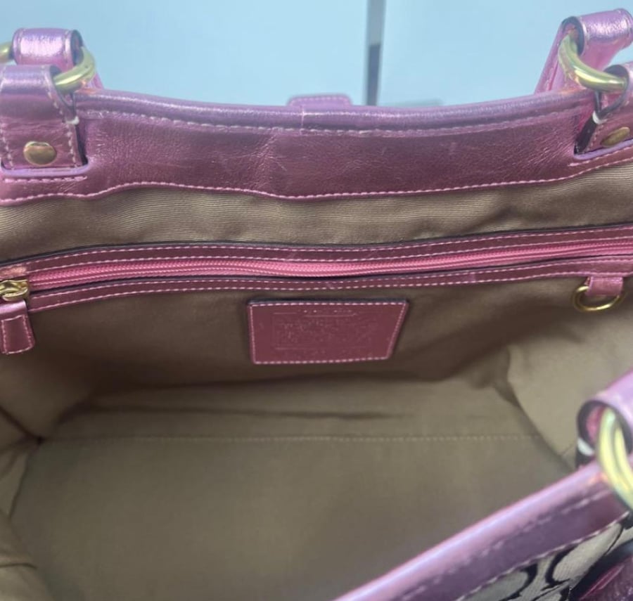 COACH tote bag, shoulder bag, Y2K signature design.