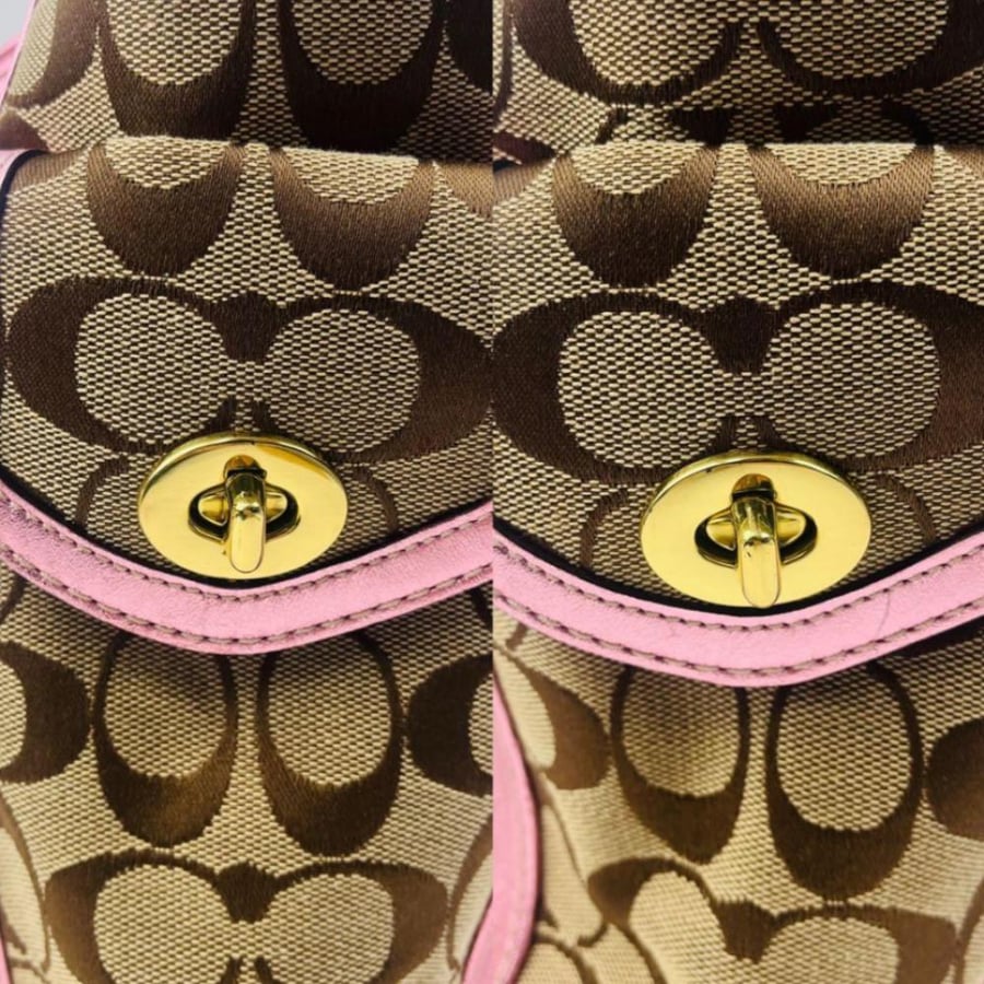 COACH tote bag, shoulder bag, Y2K signature design.