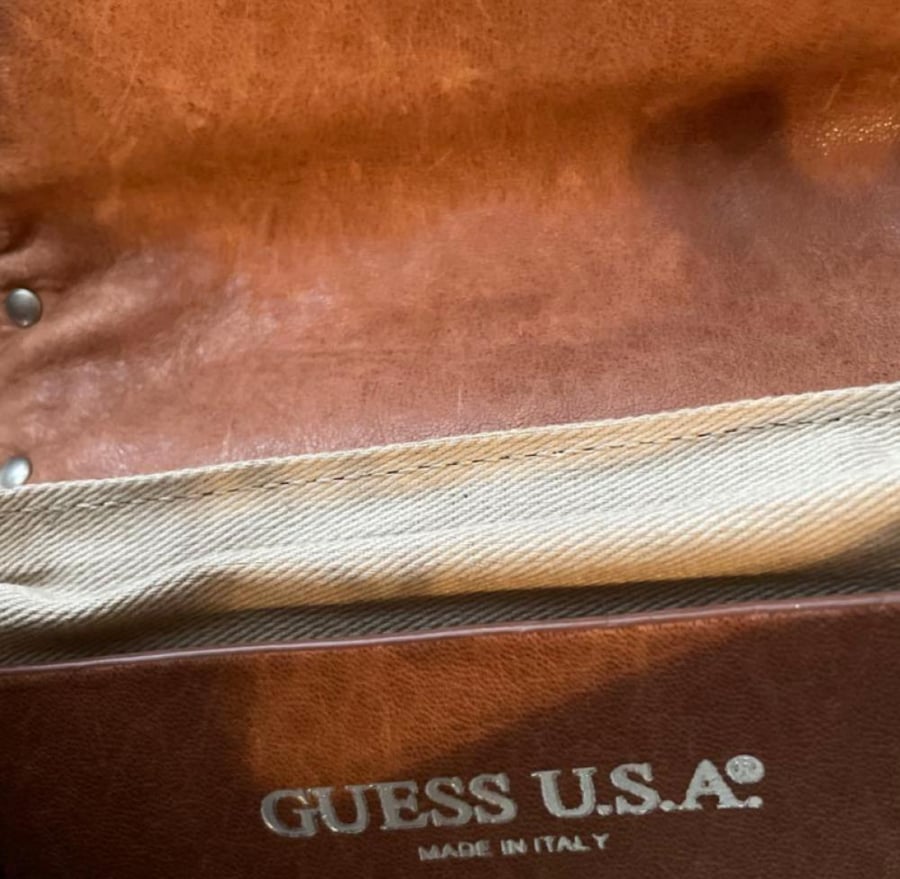 GUESS one-shoulder bag, sheepskin, luxury studs, made in Italy