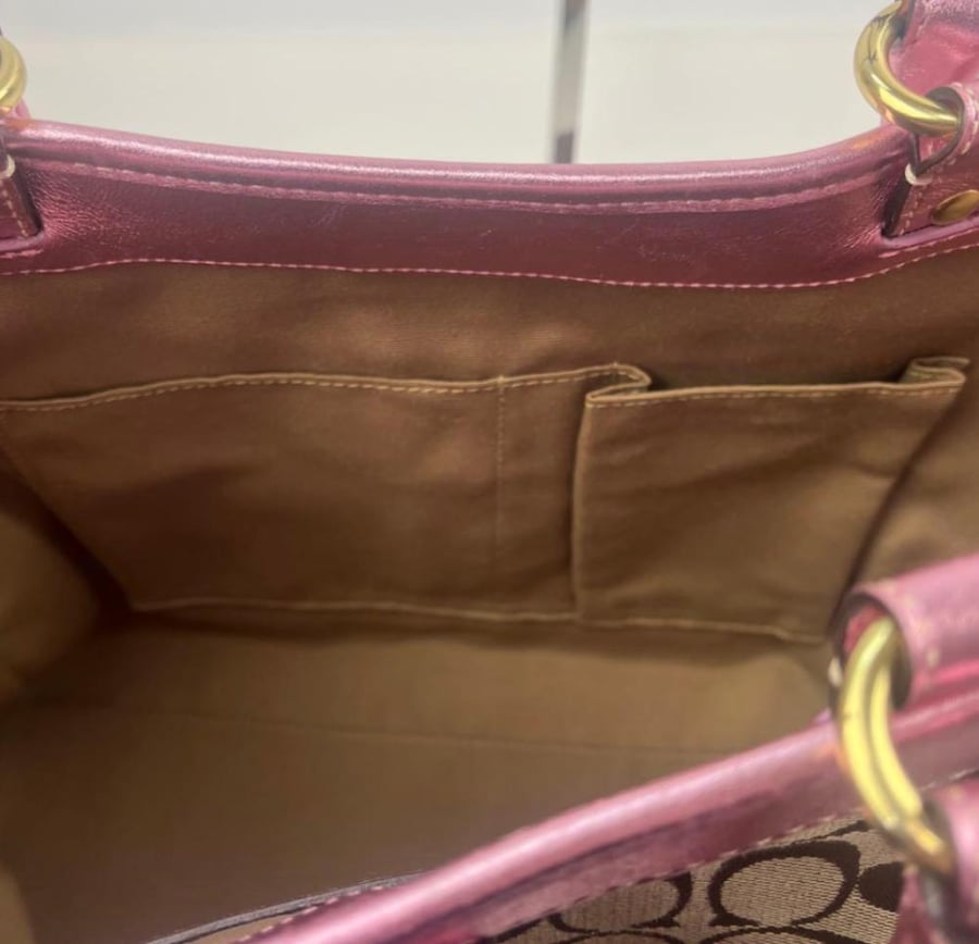 COACH tote bag, shoulder bag, Y2K signature design.