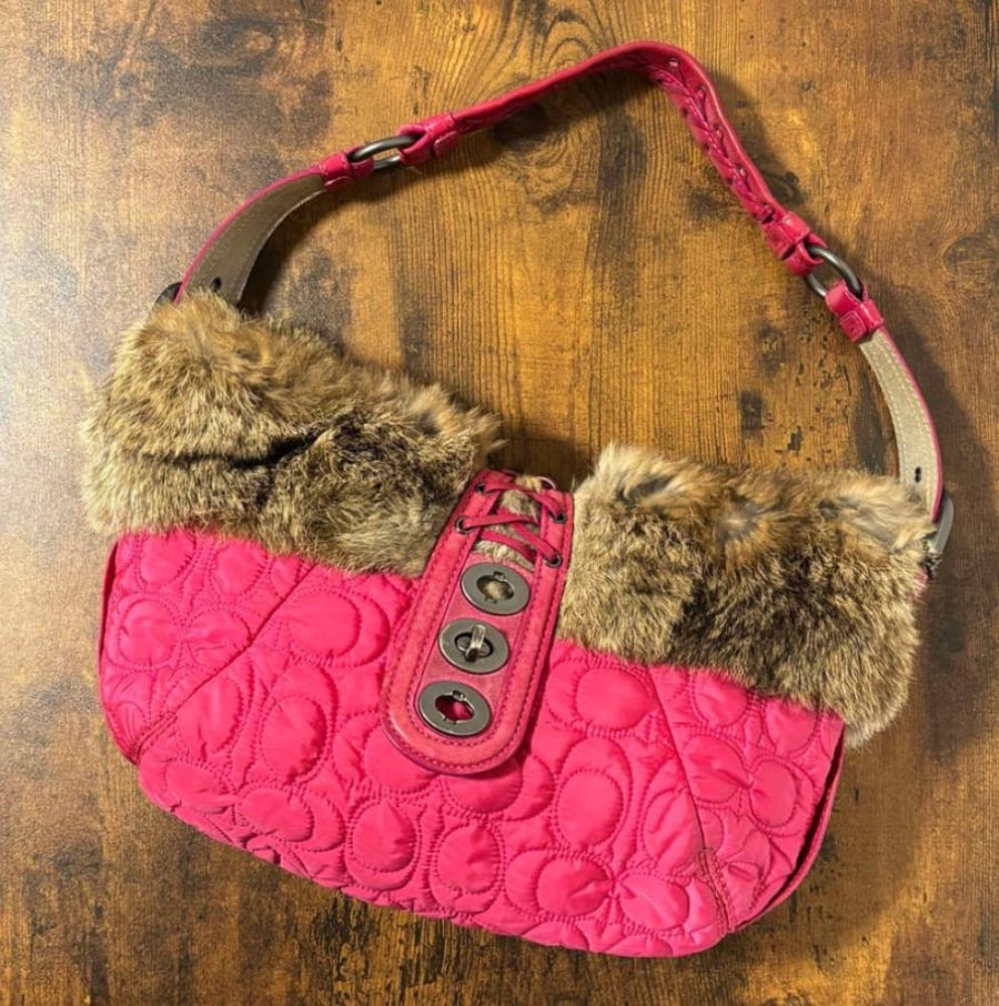 Coach one-shoulder bag Y2K fur
