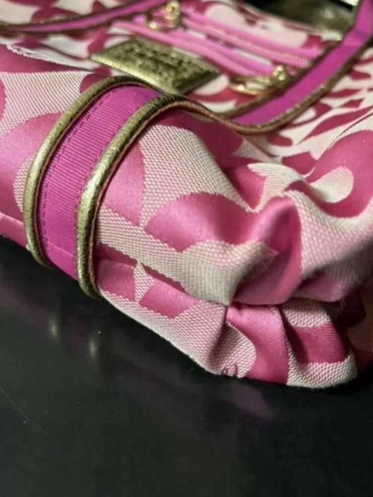 2009 COACH Poppy of Artgram Pink Gold Tote Shoulder Bag