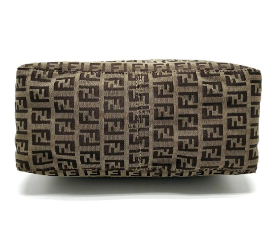 FENDI accessory pouch, handbag, tote bag, FF pattern, Zucchino brown canvas, women's