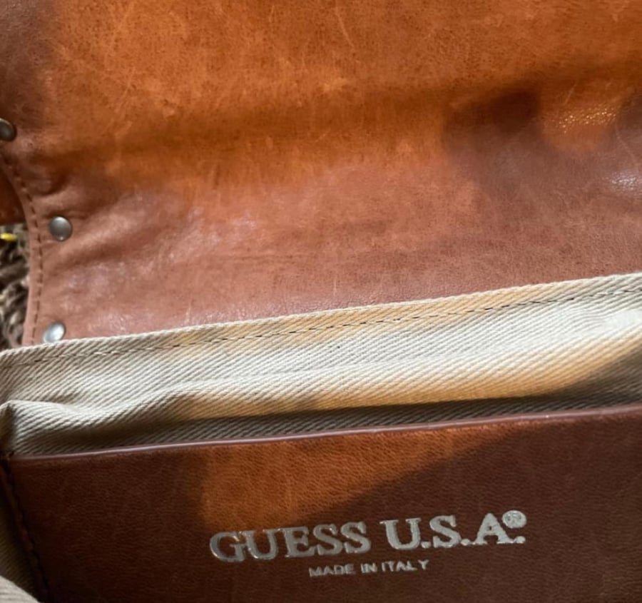 GUESS one-shoulder bag, sheepskin, luxury studs, made in Italy