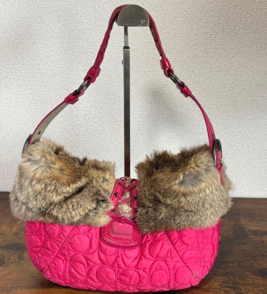 Coach one-shoulder bag Y2K fur