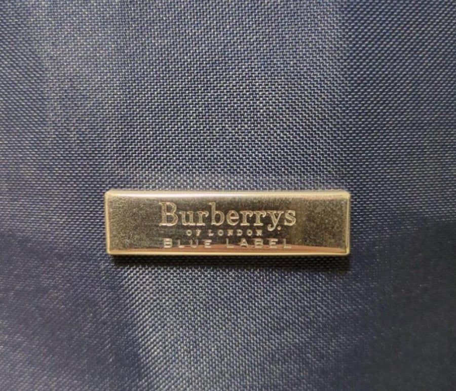 Burberry Bucket Tote Bag Navy Nova Check Leather Nylo