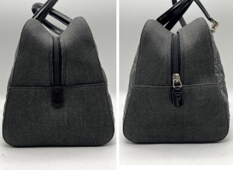 Dior Mini Boston Cannage Marispearl Leather Punching Black