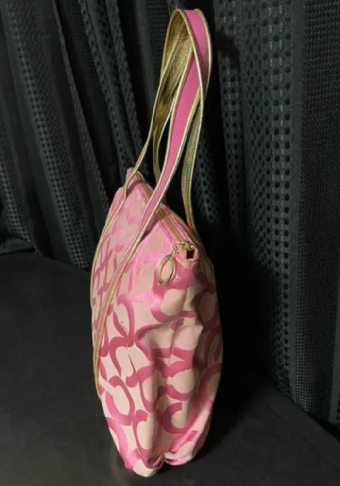 2009 COACH Poppy of Artgram Pink Gold Tote Shoulder Bag