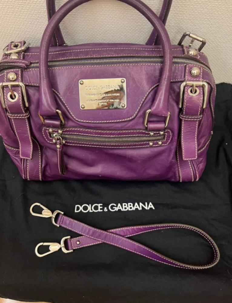 DOLCE & GABBANA Purple Leather Shoulder Bag