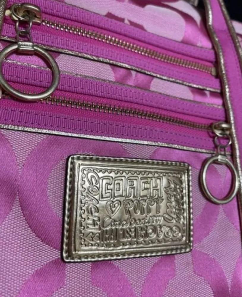 2009 COACH Poppy of Artgram Pink Gold Tote Shoulder Bag