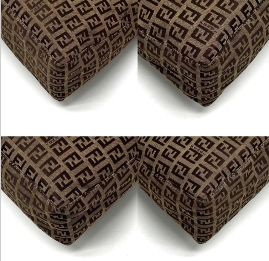 FENDI accessory pouch, handbag, tote bag, FF pattern, Zucchino brown canvas, women's