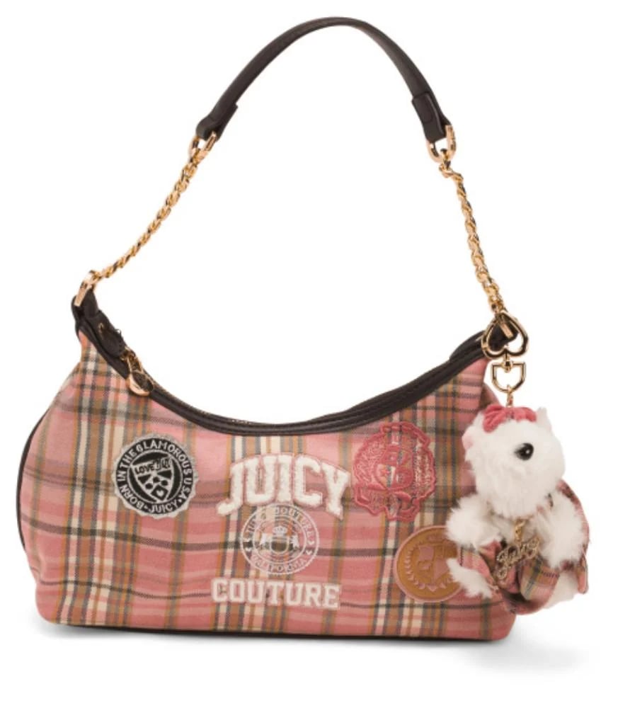JUICY COUTURE Varsity Shoulder Bag With Velour Accents