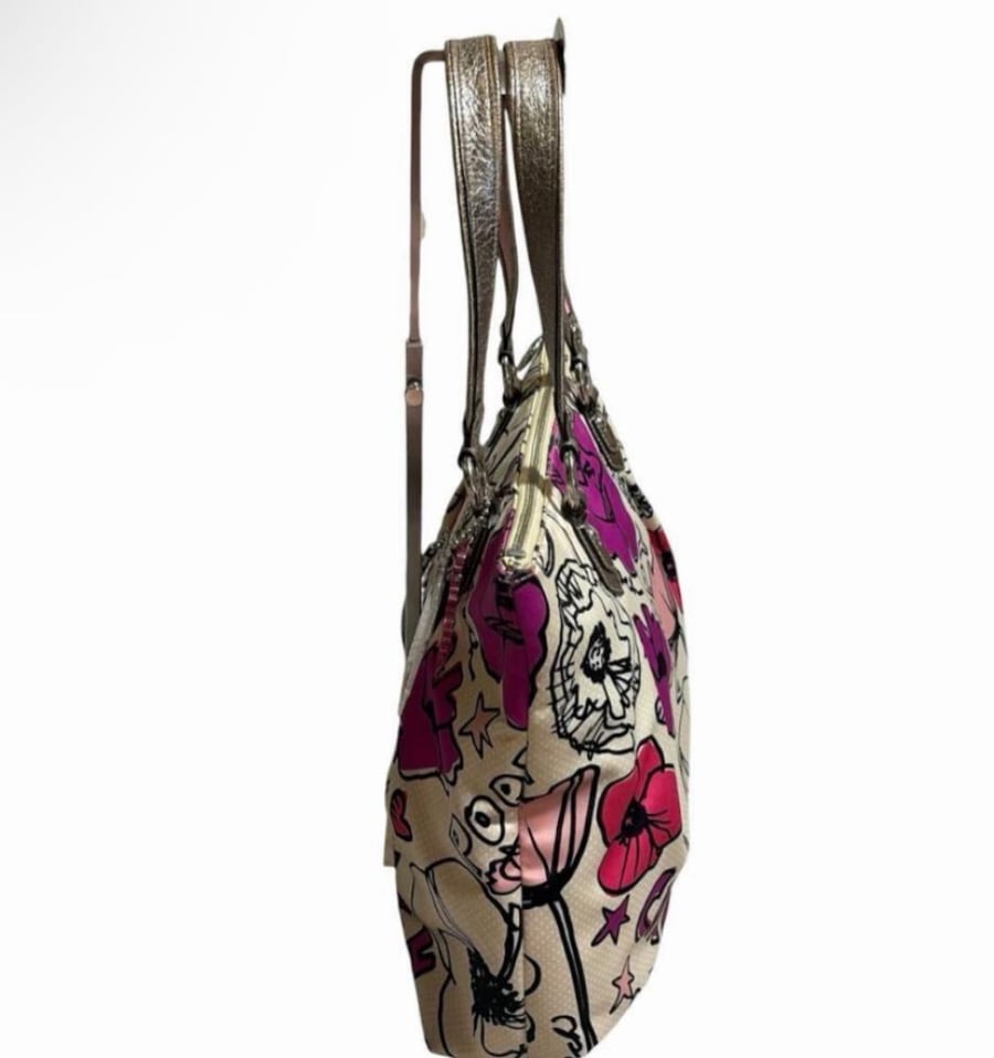 Excellent Condition/Rare] COACH Poppy Tote Bag, A4 size, Floral Pattern, with  2010Pouch