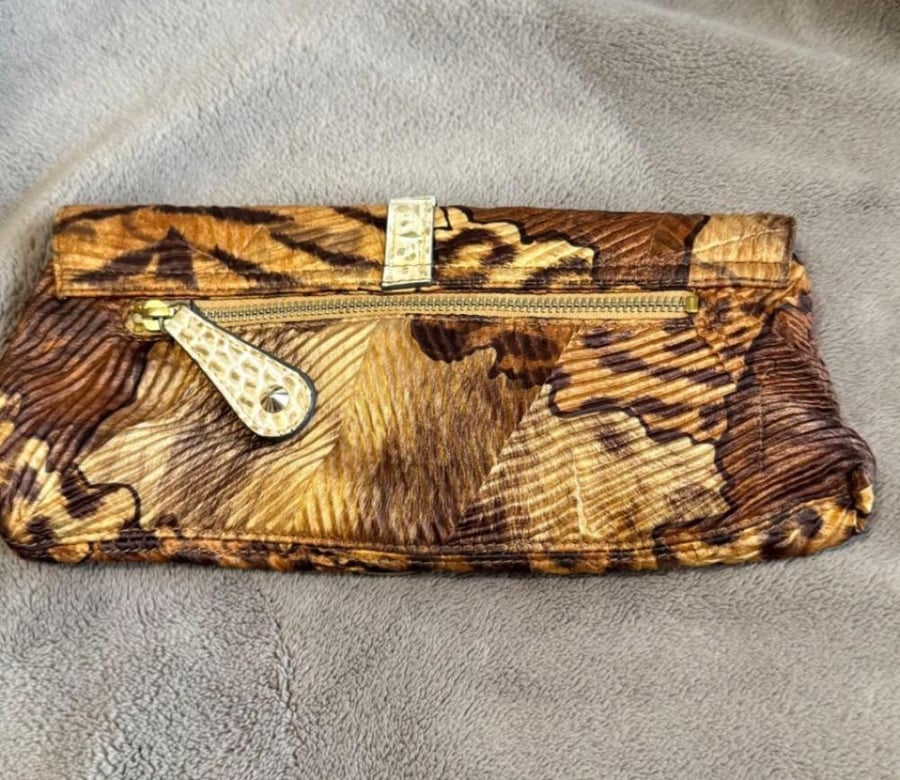 2000-2004 GUESS Clutch Bag, Animal Print, Rhinestones 00s