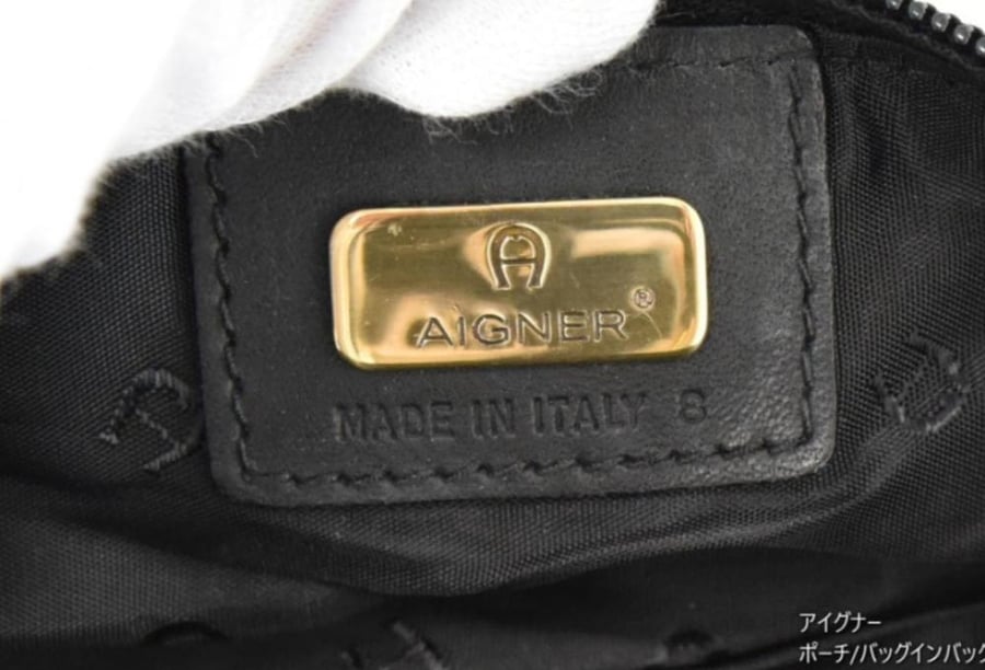 Aigner nylon mini handbag, black pouch.