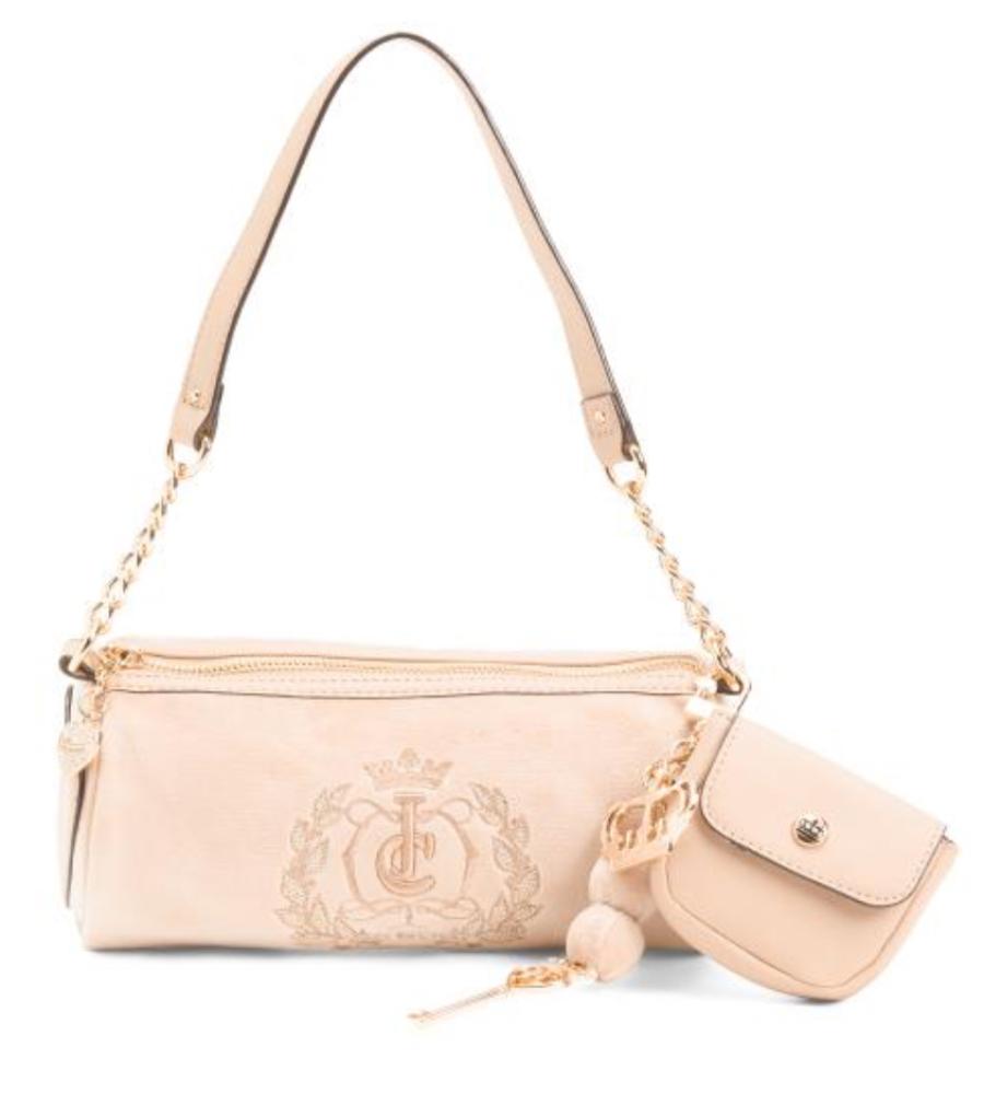فوري JUICY COUTURE fashion charm velour barrel bag
