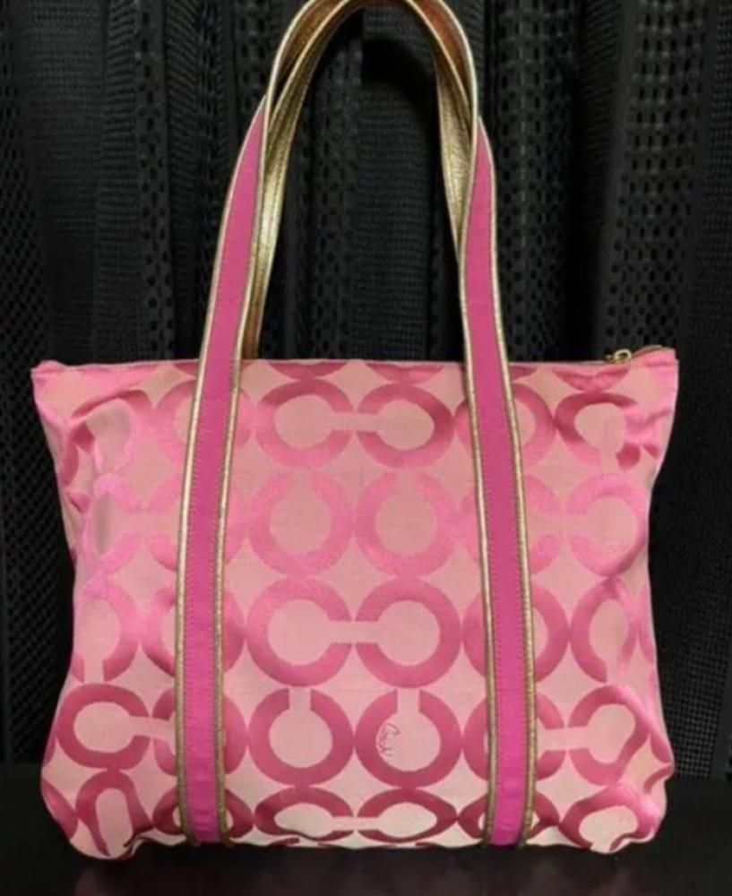 2009 COACH Poppy of Artgram Pink Gold Tote Shoulder Bag