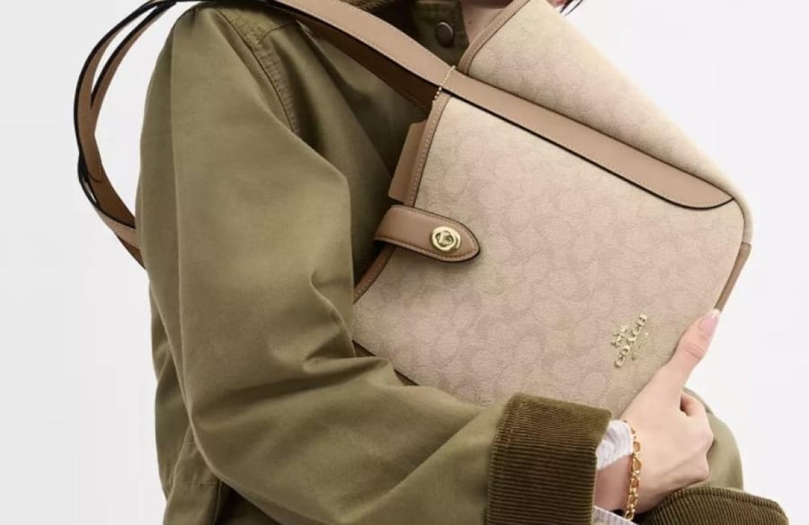Hadley Turnlock Tote Bag With Signature Canvas