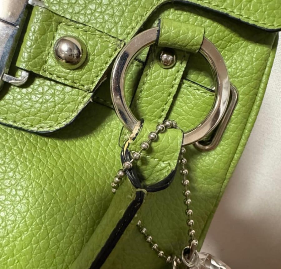 GUESS handbag, green, genuine leather, y2k