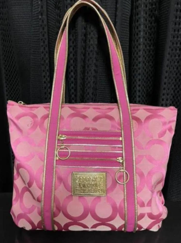2009 COACH Poppy of Artgram Pink Gold Tote Shoulder Bag