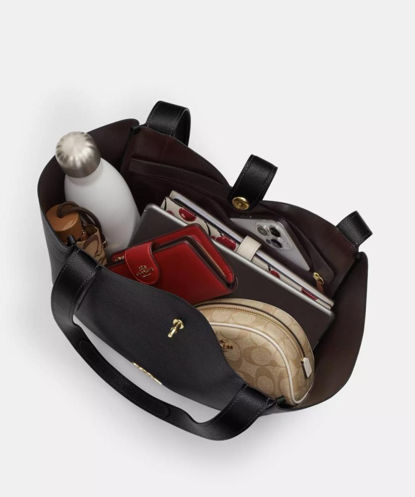Hadley Turnlock Tote Bag With Signature Canvas