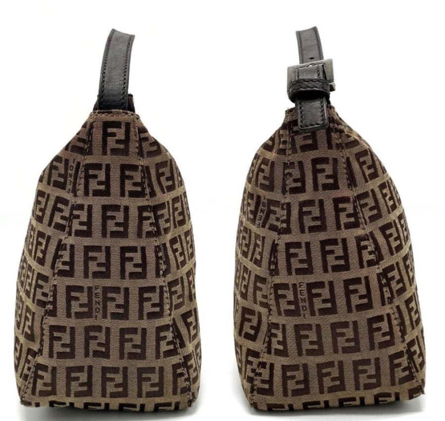 FENDI accessory pouch, handbag, tote bag, FF pattern, Zucchino brown canvas, women's