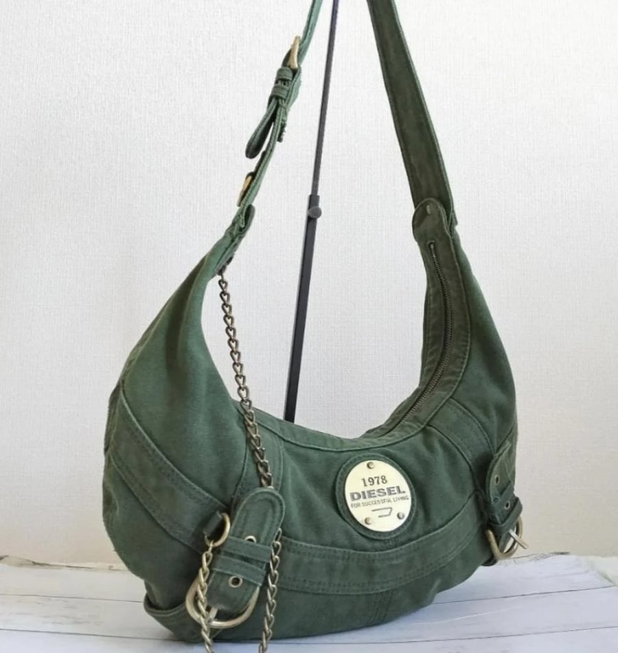 Y2K☆DIESEL Diesel One-Shoulder Bag Crescent Moon Green