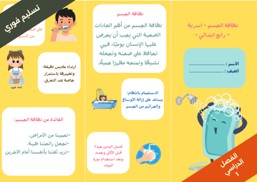 نظافة الجسم - اسرية - رابع الفصل الدراسي 1