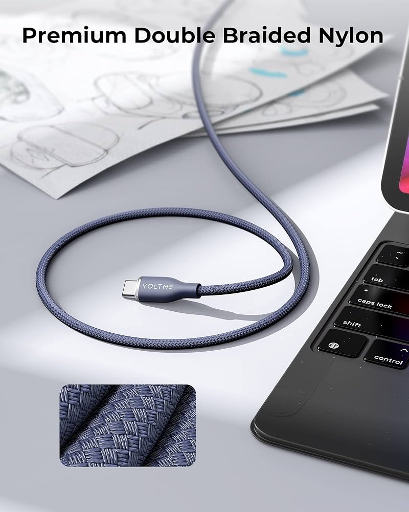 فولتمي كيبل شاحن سلسلة روج مظفر من USB-C إلى آيفون بطول 1.2 م وبقوة 30 واط - ازرق
