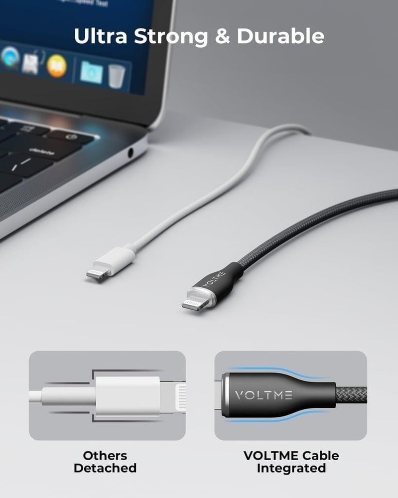 فولتمي كيبل شاحن سلسلة روج مظفر من USB-C إلى آيفون بطول 1.2 م وبقوة 30 واط - ازرق