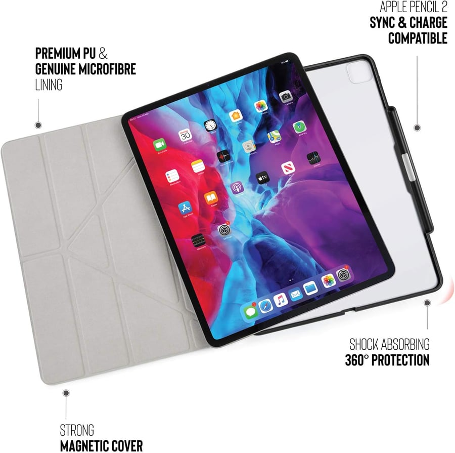 Babyto black case for iPad Pro 12.9 inch 2022/2020 with the ability to use it as a stand and with a case for the pen