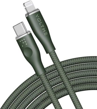 فولتمي كيبل شاحن سلسلة روج مظفر من USB-C إلى آيفون بطول 2 م وبقوة 30 واط - اخضر