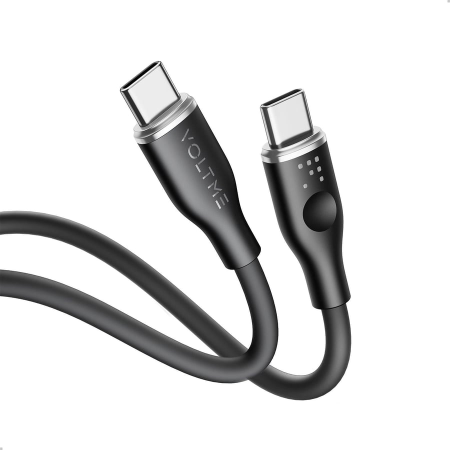 فولتمي كيبل شاحن ربل من USB-C إلى USB-C بطول1.8 م وبقوة 60 واط - اسود