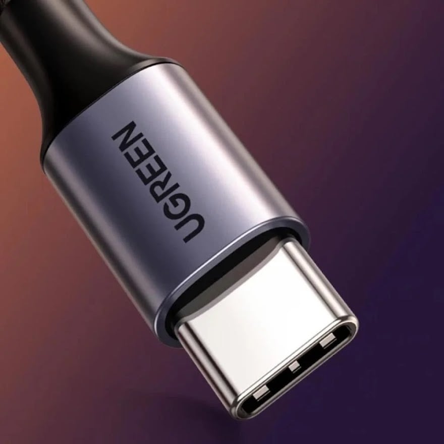 يوجرين كيبل صوت USB-C إلى 3.5 مم M/M ، غلاف ألومنيوم، 1 متر قماش - اسود