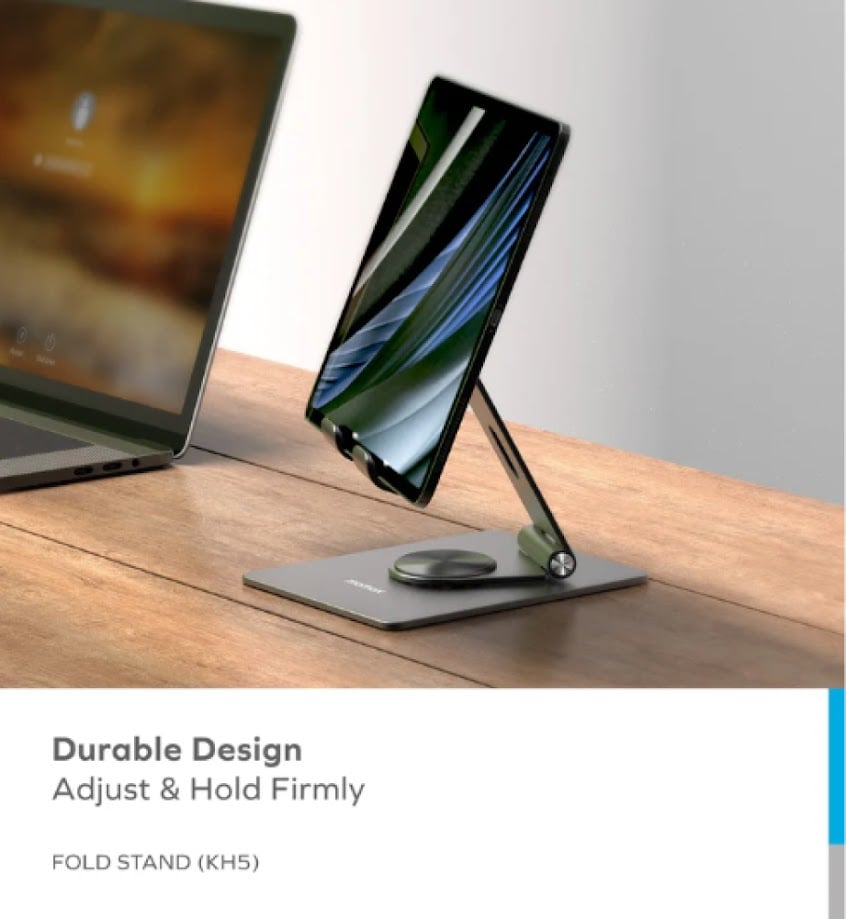 Moumax phone and tablet holder rotatable 360 degrees made of aluminum - gray