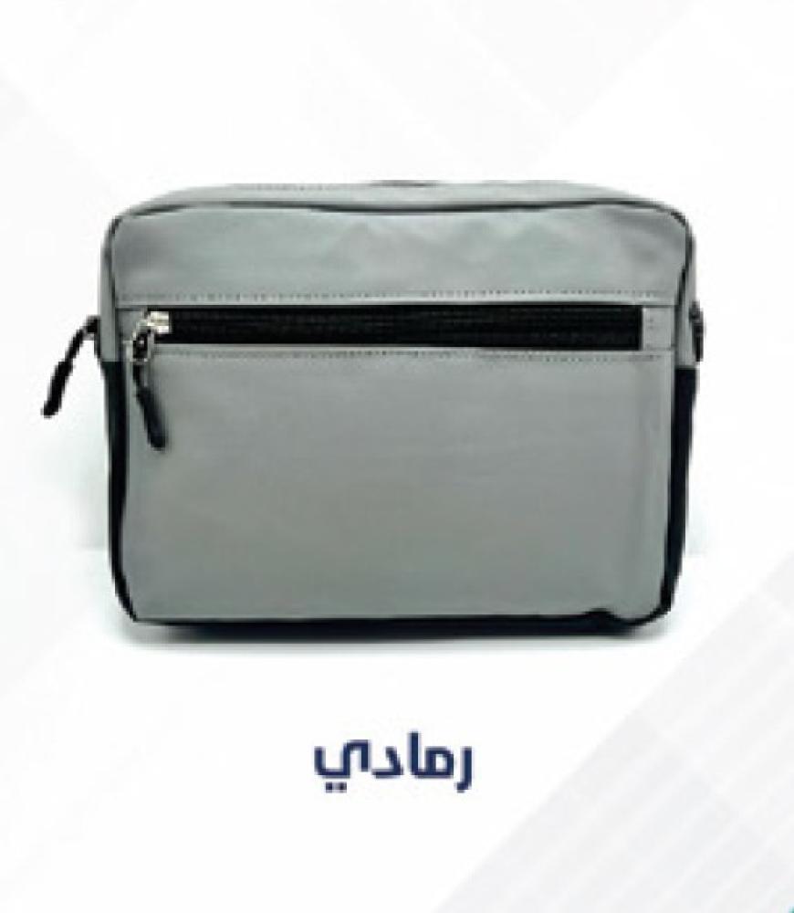 شنطة كتف بريميوم ليذر جلدية كحلية بتصميم عرضي فاخر