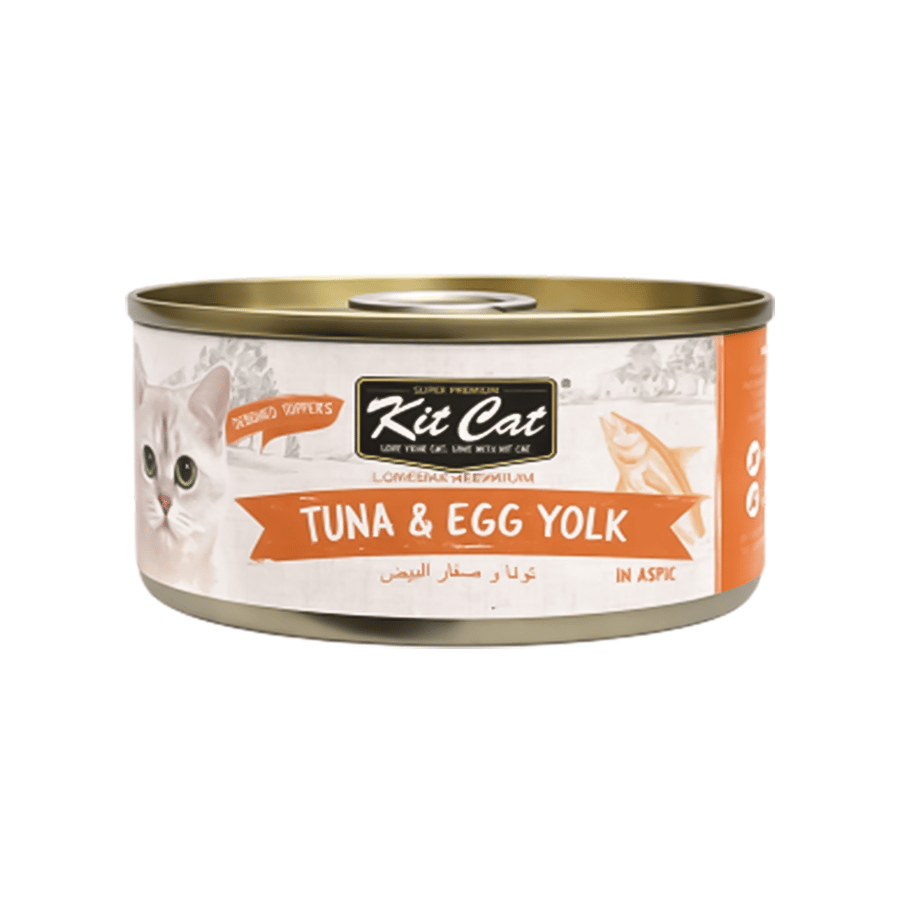 Kit Kat canned moist food for cats with tuna and egg yolk