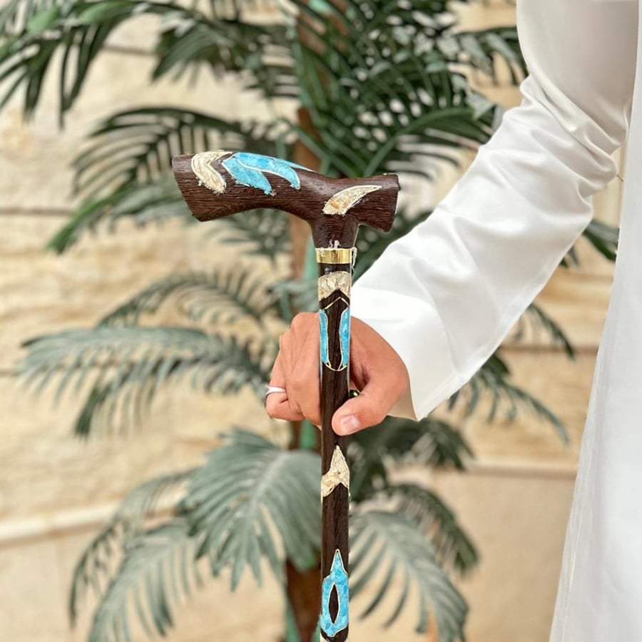 Cane with a gemstone handle