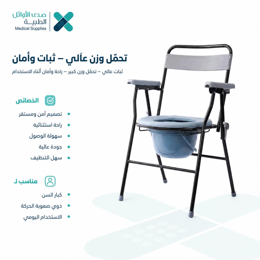 كرسي حمام لكبار السن ثابت قابل للطي ضد الانزلاق + مفارش سوبر كير هدية