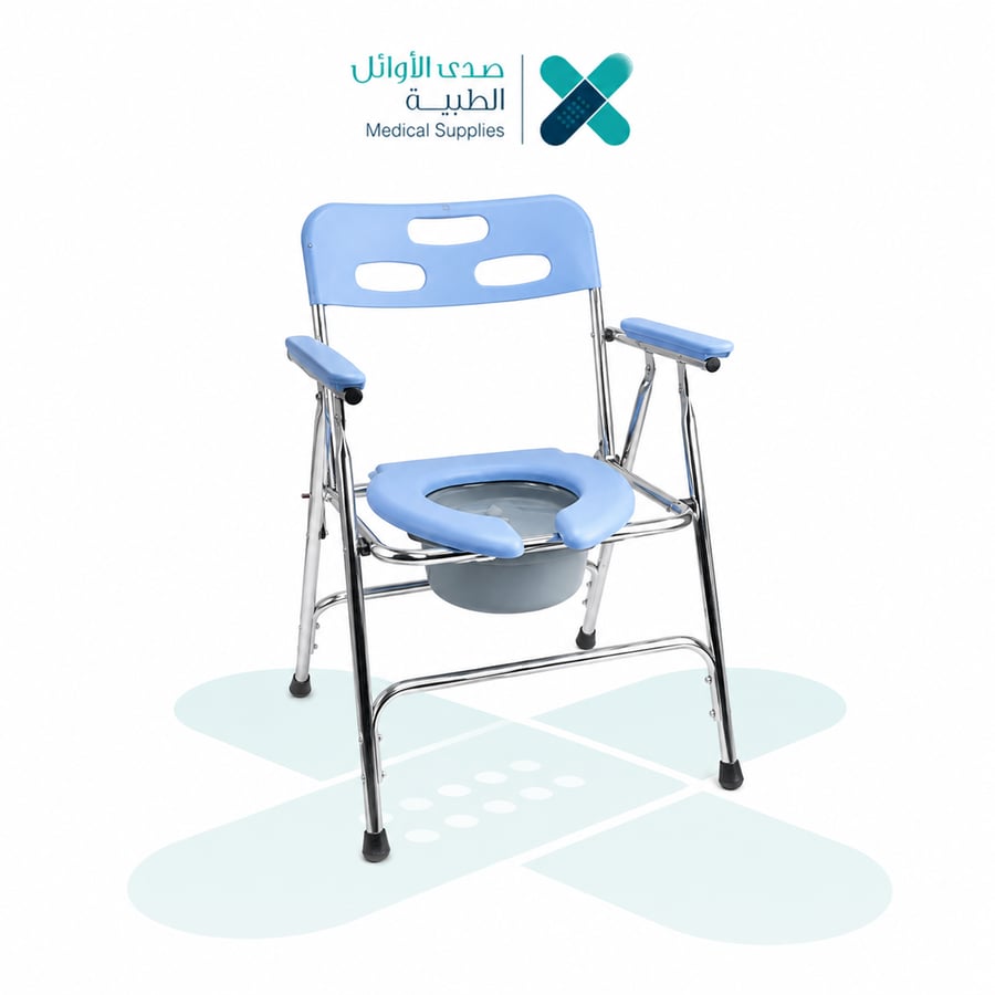 كرسي حمام ثابت طبي عريض بفتحة U (مقاس 18 إنش)