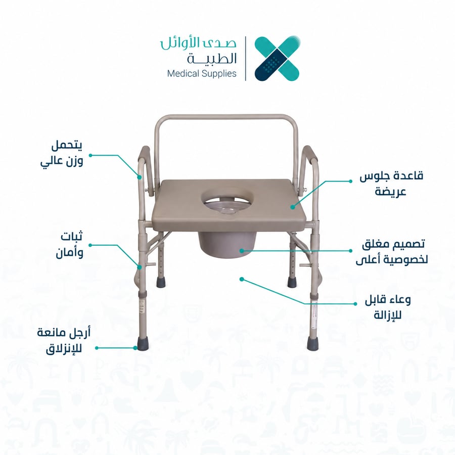 كرسي طبي للحمام ثابت (يتحمل الأوزان الثقيلة)